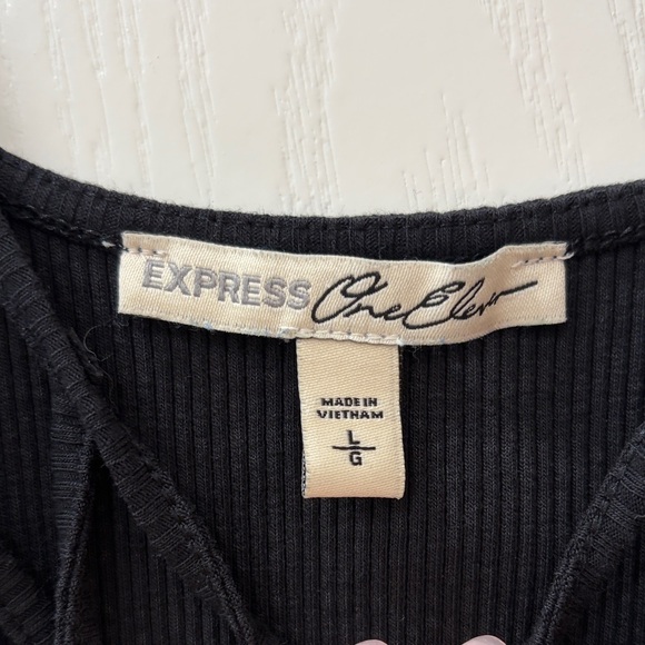 Express Black Ribbed Tank Bodysuit - Picture 3 of 5